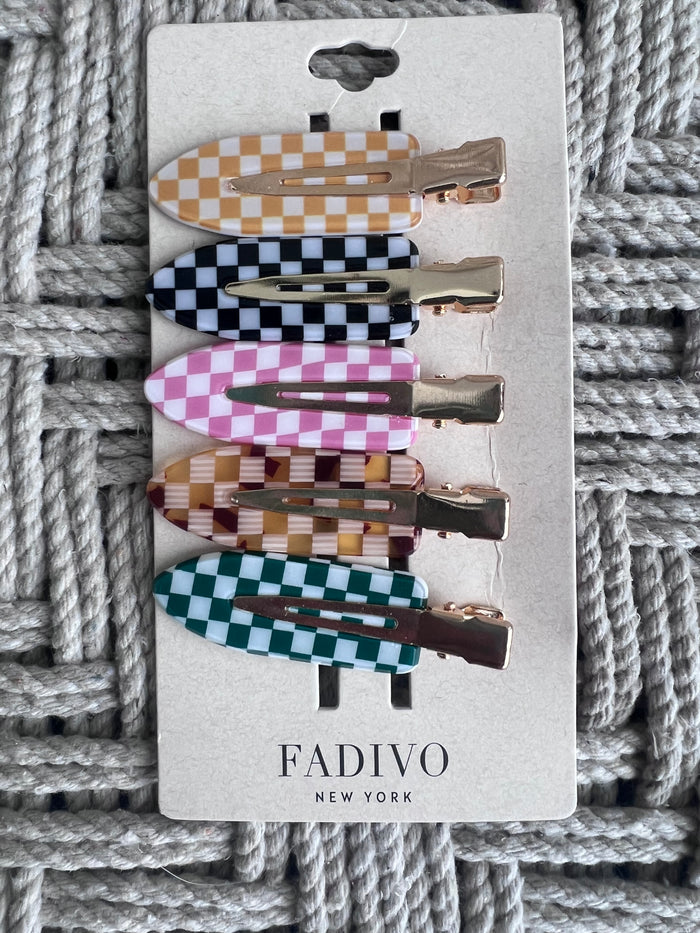 CHECKERED COLORED HAIR PINS