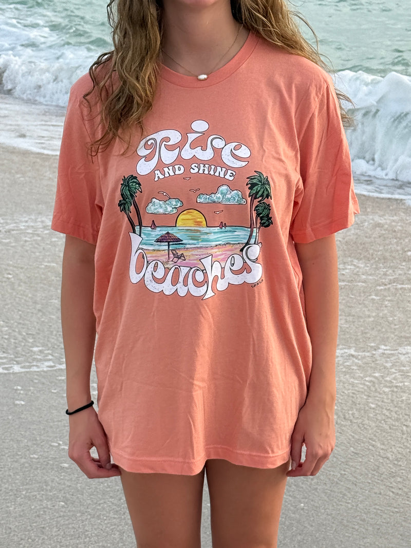 RISE AND SHINE BEACHES GRAPHIC TEE