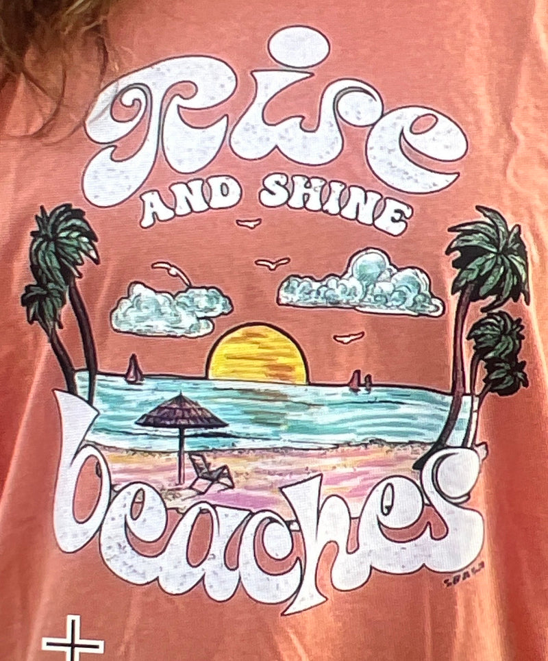RISE AND SHINE BEACHES GRAPHIC TEE